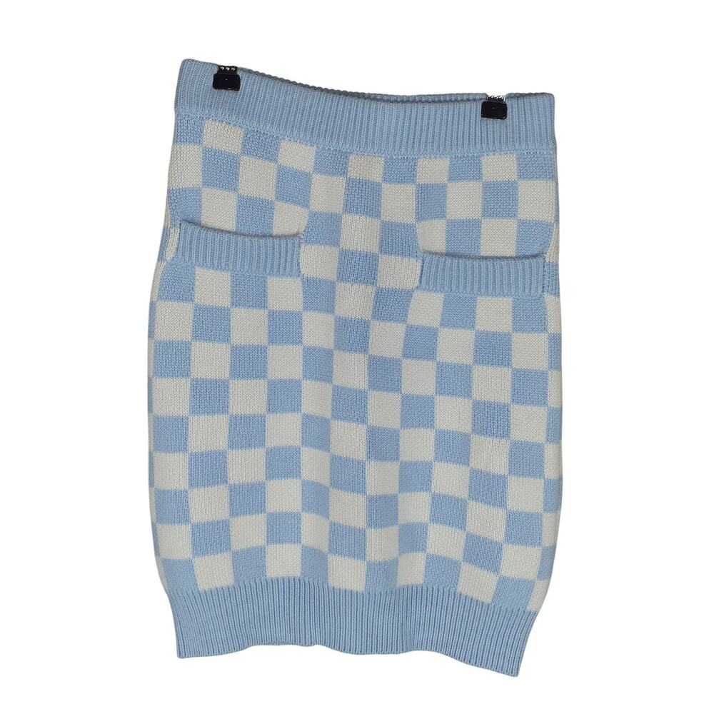 Lovers And Friends Checkered Blue And White Eliada Mini Skirt Size XS - Picture 2 of 5
